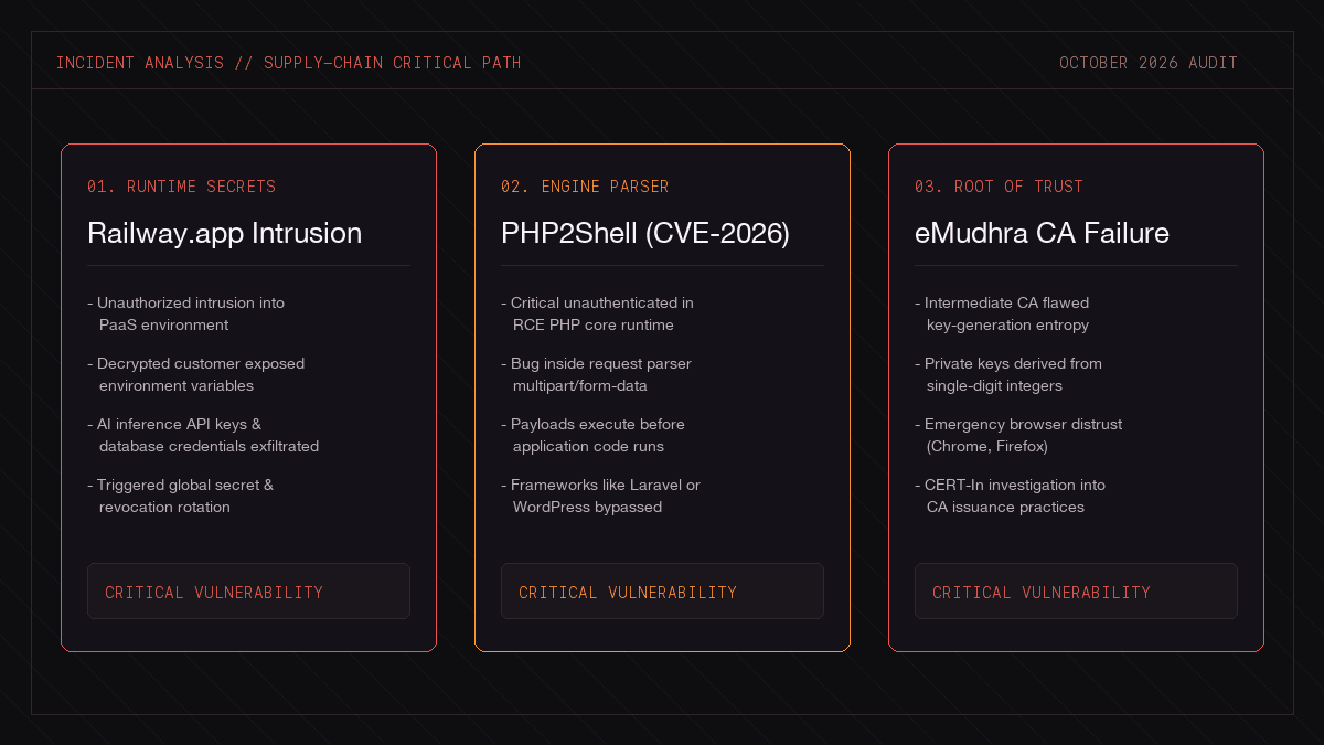 A Week of Cracked Foundations: Railway, PHP2Shell, and the eMudhra Incident