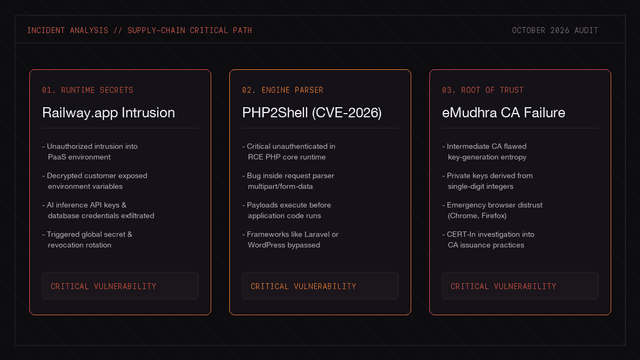A Week of Cracked Foundations: Railway, PHP2Shell, and the eMudhra Incident